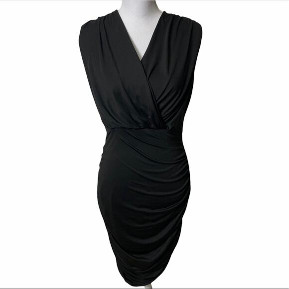 GRACE KARIN Black Bodycon V-Neck Ruched Party Cocktail Dress Small BRAND NEW - Picture 1 of 4